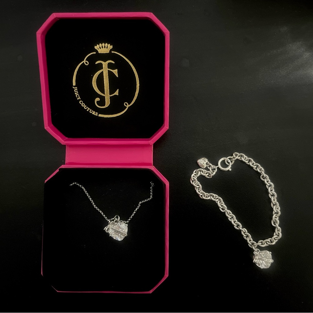 2013 JUICY COUTURE WINTER COLLECTION MATCHING WISH HEART NECKLACE AND BRACELET